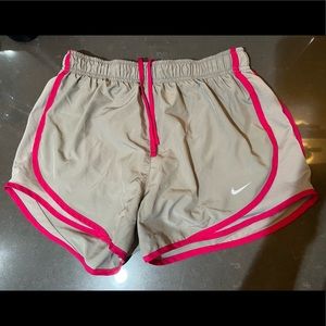 Gray Nike Shorts with Pink Detailing